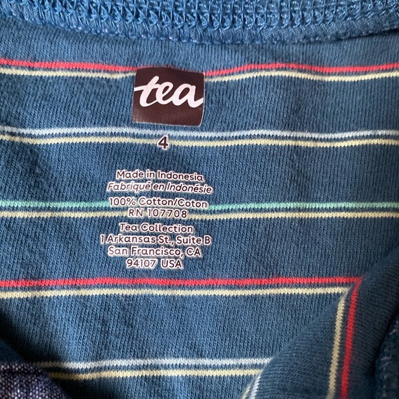 Tea Collection Striped Henley Tee size 4 - Picture 2 of 4